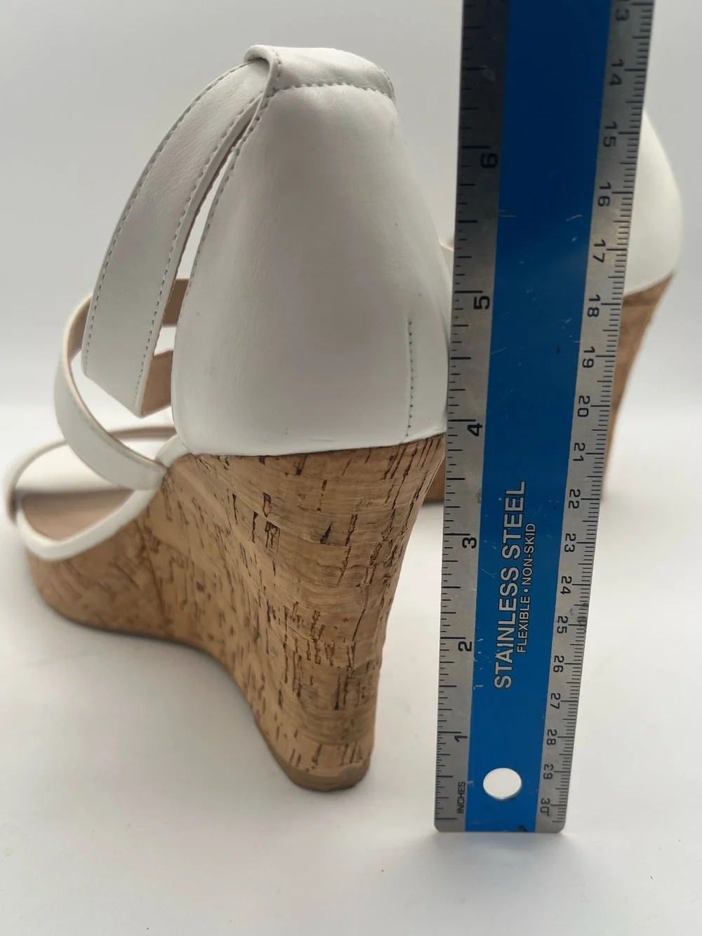 Charles by Charles David White Cork Wedge Sandals Women’s 9.5 M Ankle Strap